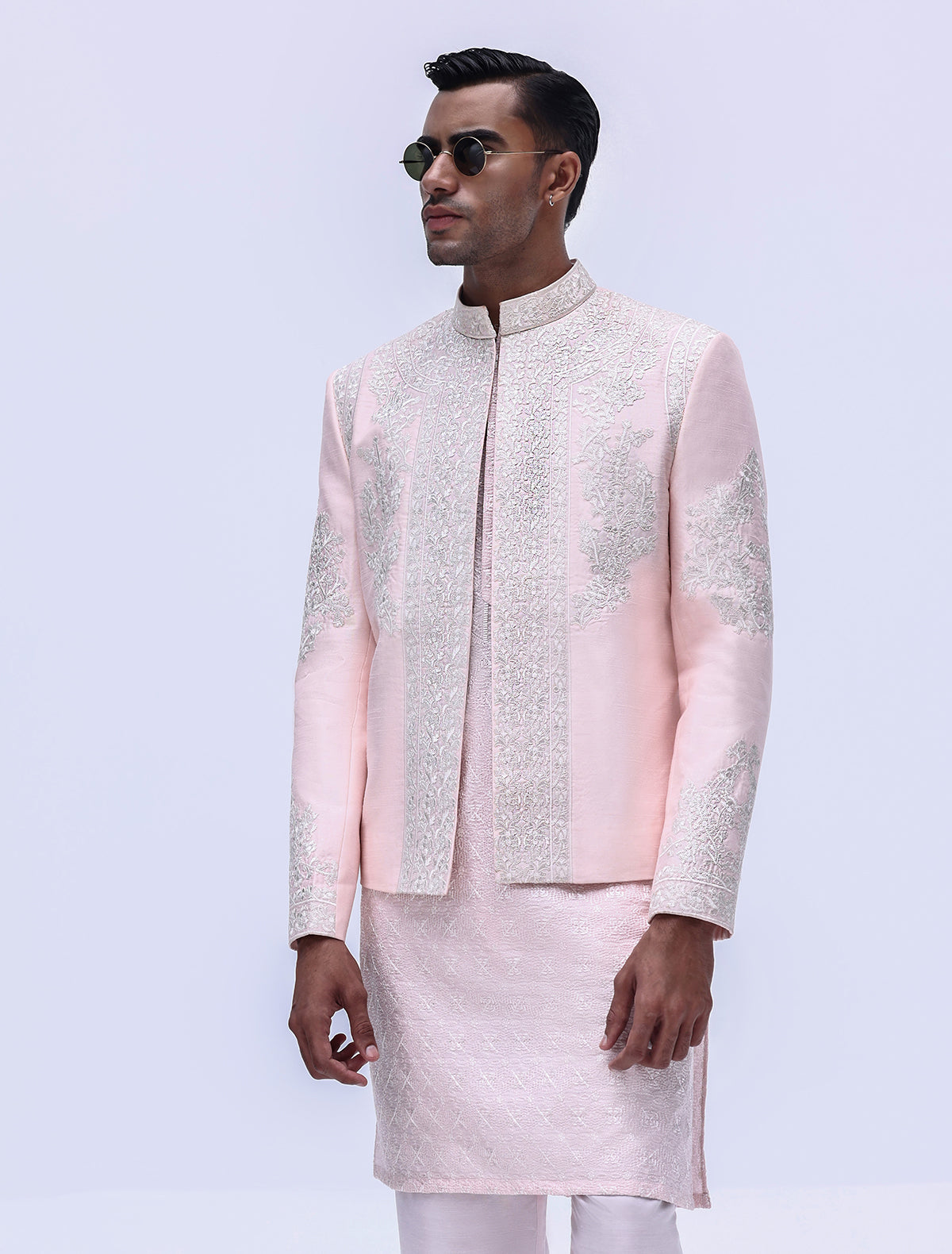 PINK HAND EMBROIDERED SHORT LENGTH PRINCE COAT – Ismail Farid Pakistan