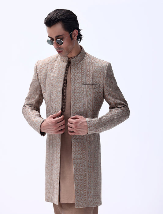 TUSCAN BROWN EMBROIDERED PRINCE COAT