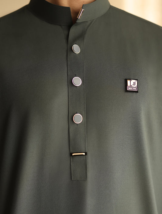 OLIVE ACCESSORY DETAILED - LIMITED EDITION KAMEEZ SHALWAR