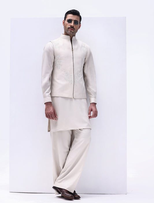 IVORY HAND EMBROIDERED WAISTCOAT
