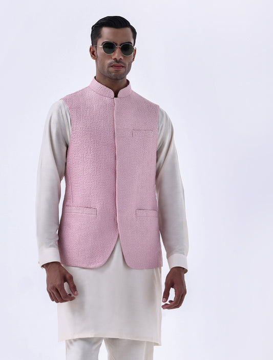 PINK EMBROIDERED WAISTCOAT