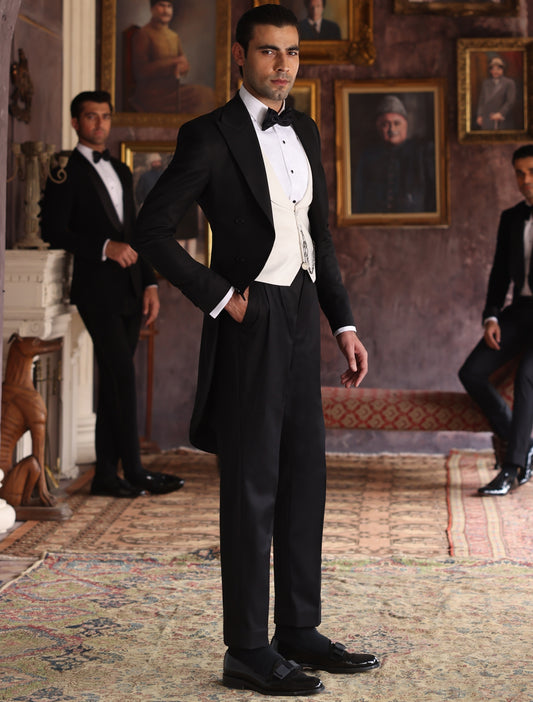 BLACK TAIL COAT TUXEDO SUIT