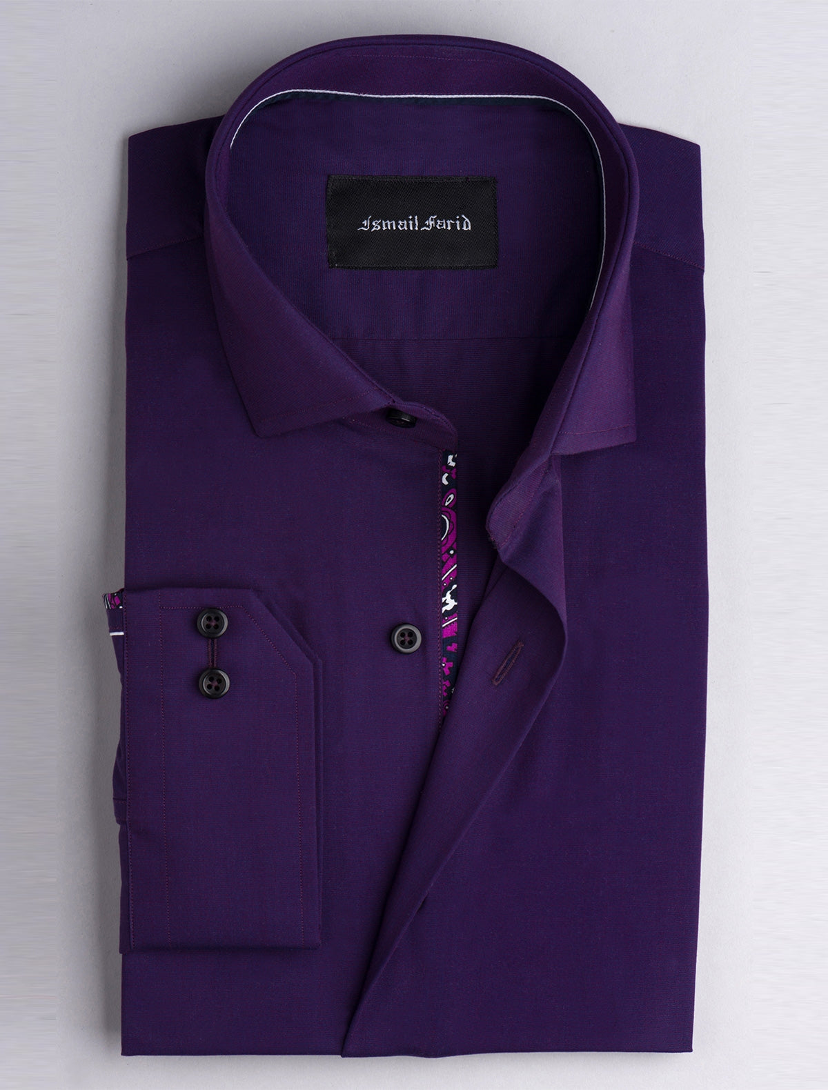 PURPLE DRESS SHIRT- FLORAL DETAILED – Ismail Farid PURPLE DRESS SHIRT- FLORAL DETAILED – Ismail Farid