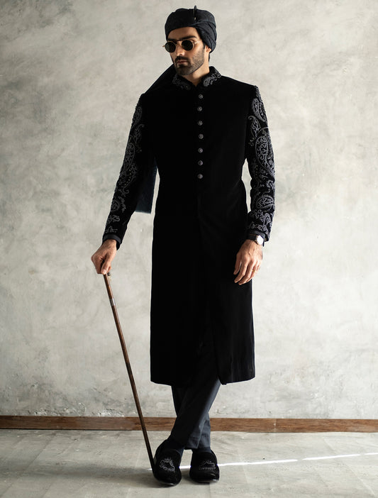 BLACK VELVET SHERWANI