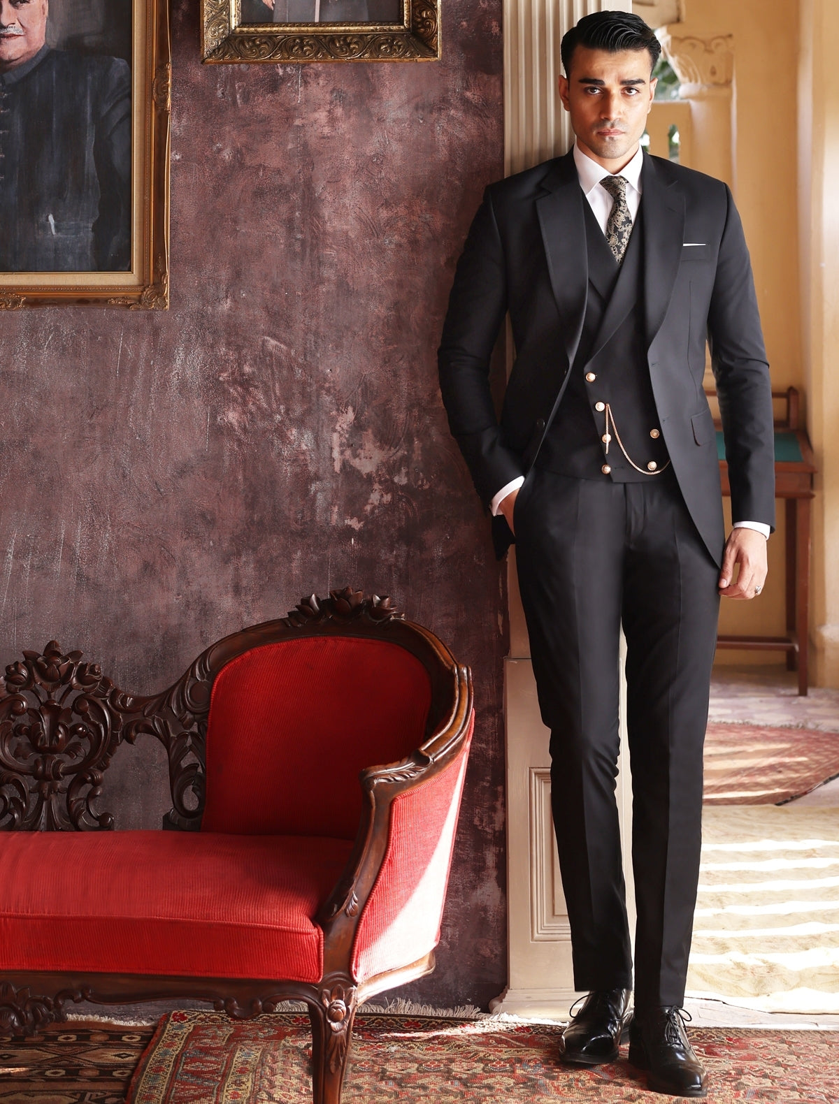 BLACK CLASSIC SUIT – Ismail Farid Pakistan - Main Image