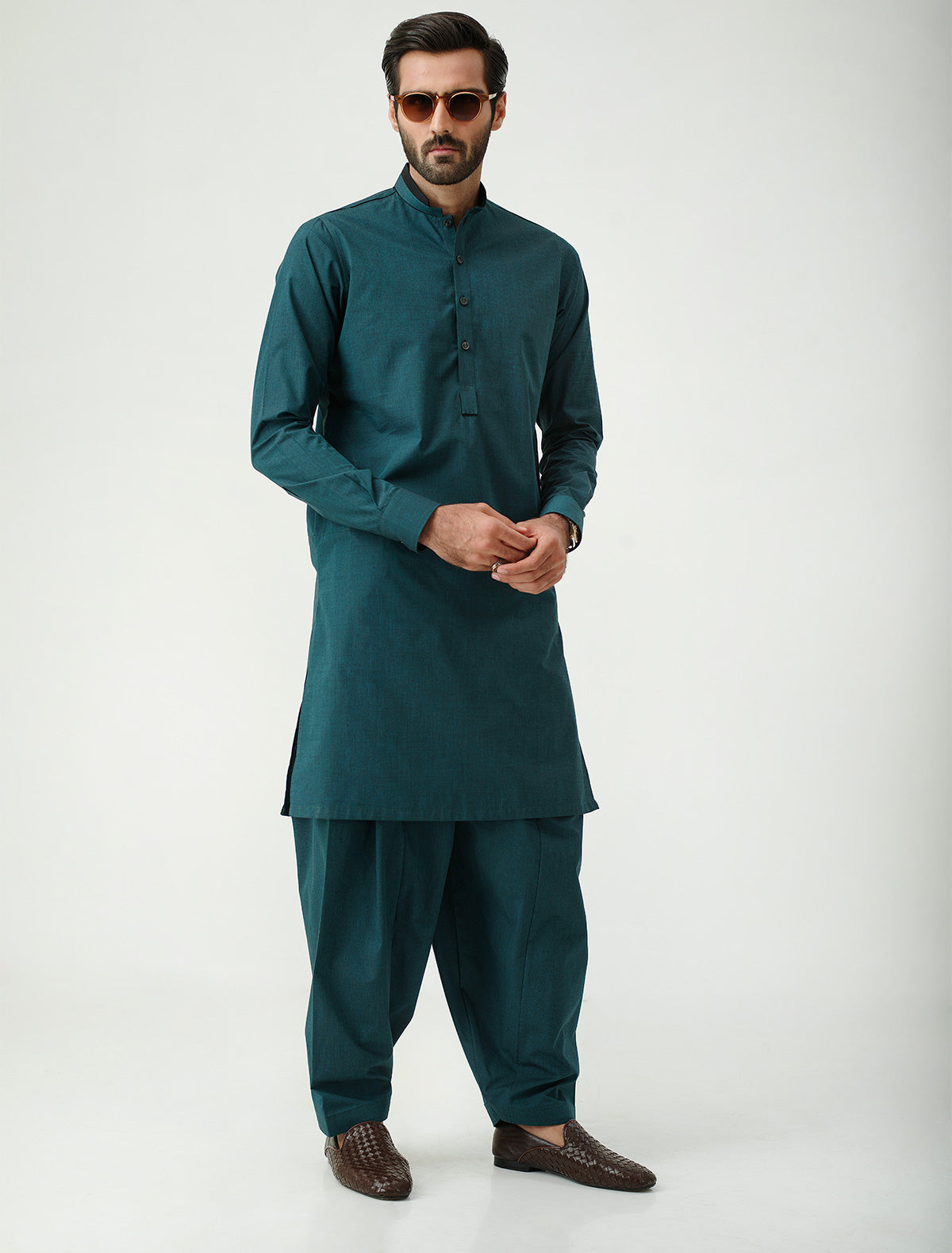 DARK TEAL GREEN KAMEEZ SHALWAR – Ismail Farid Pakistan