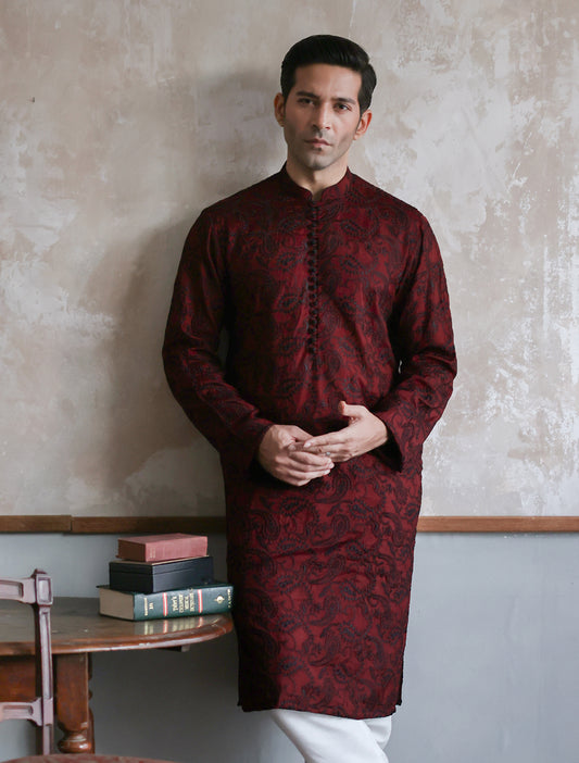 MAROON EMBROIDERY KURTA