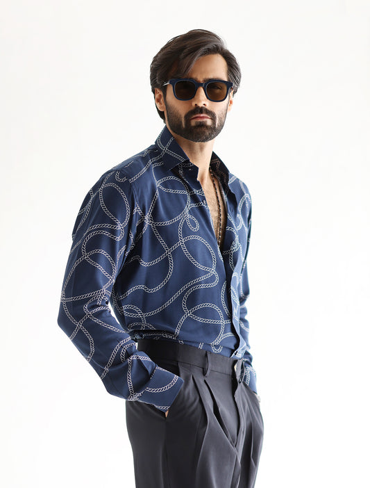 BLUE ROPE PRINT SHIRT
