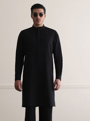BLACK TEXTURED KURTA PAJAMA