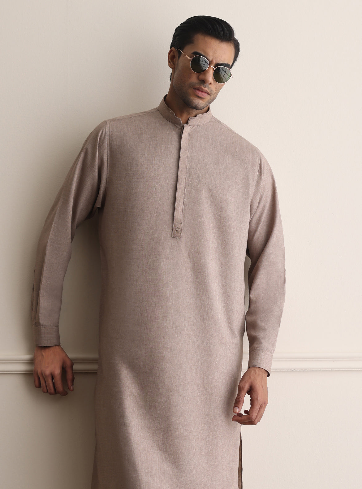 BEIGE TEXTURED KAMEEZ SHALWAR