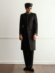 BLACK CHAIN ROPE EMBROIDERED SHERWANI