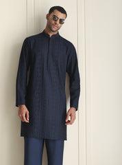 BLUE EMBROIDERED KURTA PAJAMA