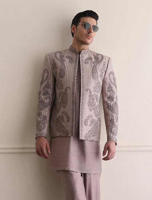 LIGHT PURPLE HAND EMBROIDERED PRINCE COAT