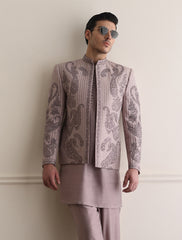 LIGHT PURPLE HAND EMBROIDERED PRINCE COAT