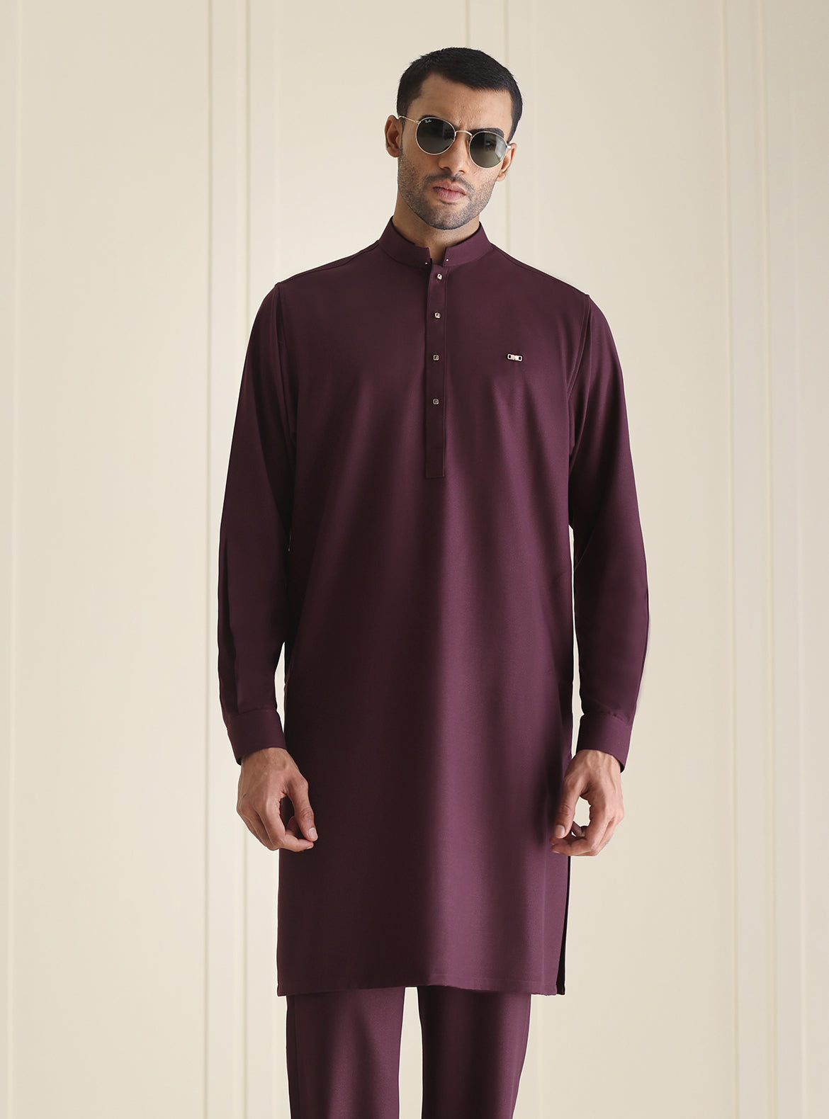 PURPLE TEXTURED KURTA PAJAMA
