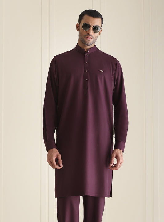 PURPLE TEXTURED KURTA PAJAMA
