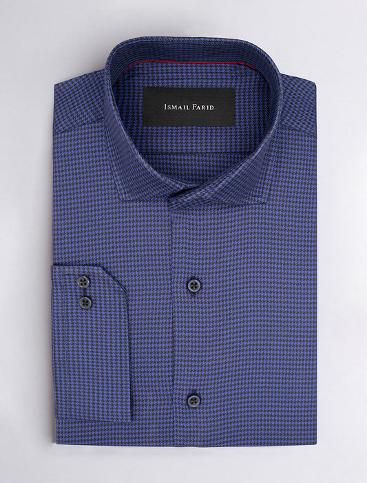 BLUE HOUNDSTOOTH SHIRT