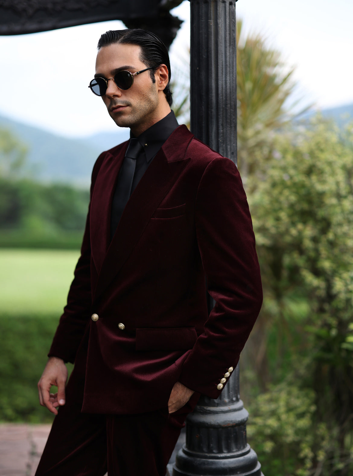MAROON VELVET TWO PIECE SUIT