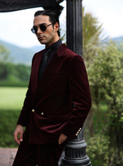MAROON VELVET TWO PIECE SUIT