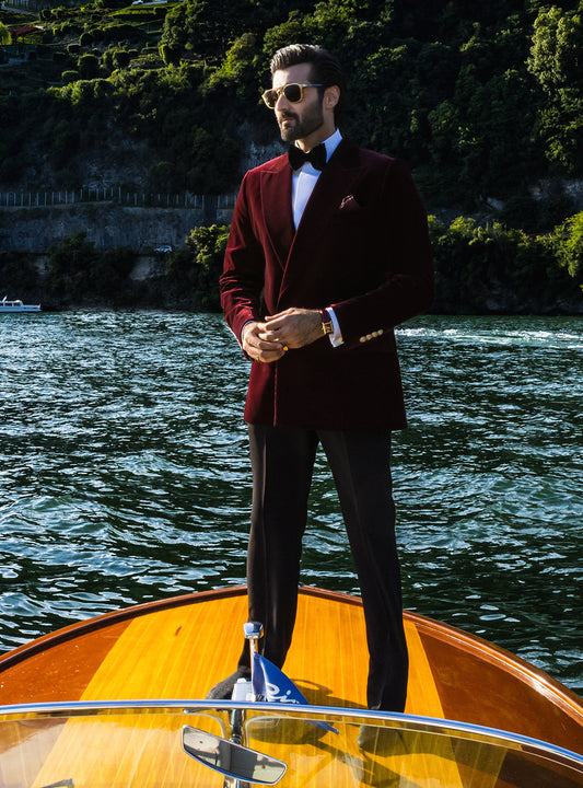 MAROON VELVET TWO PIECE SUIT