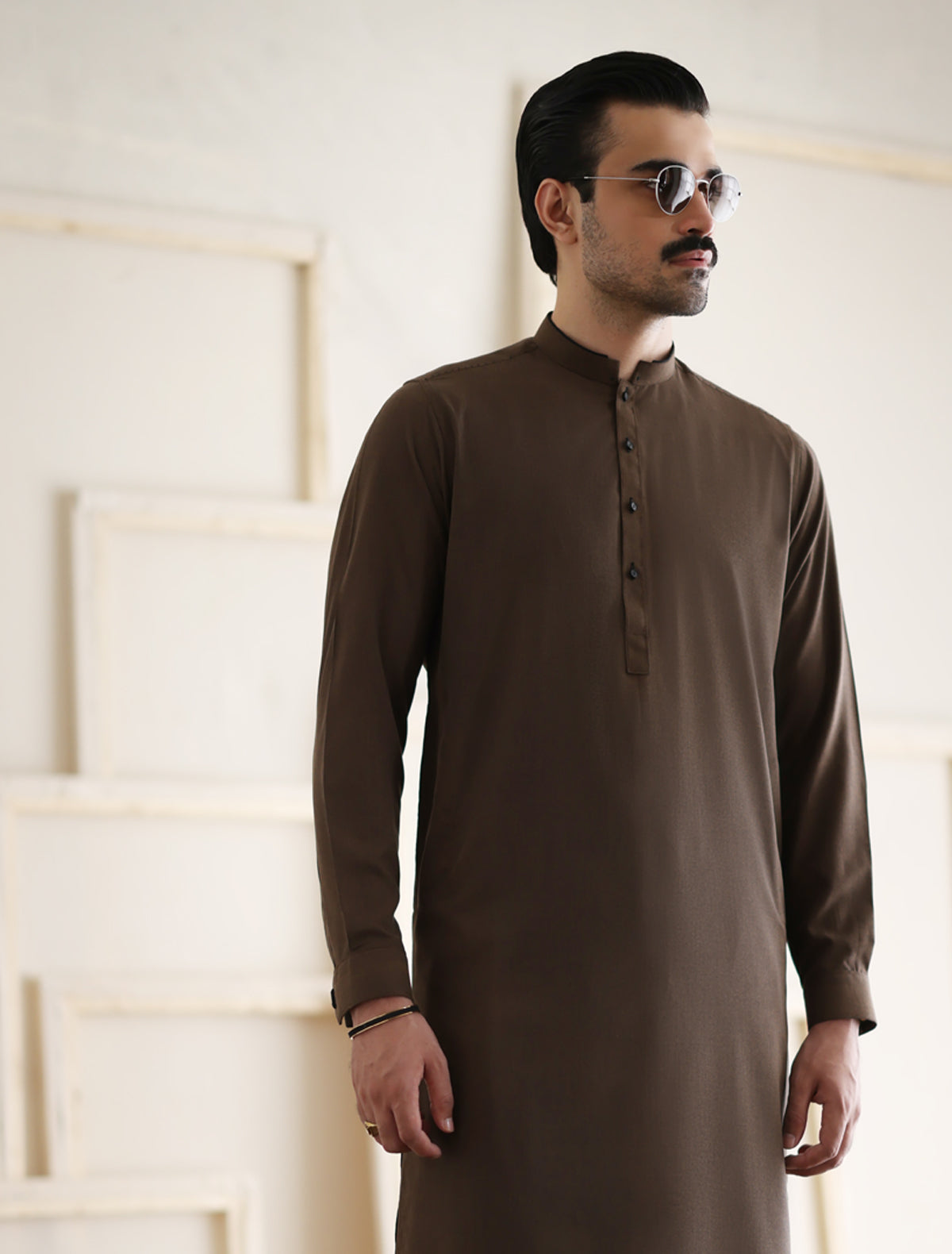 BROWN TEXTURED KAMEEZ SHALWAR