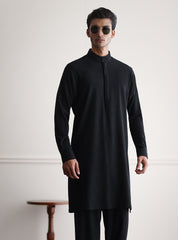 BLACK TEXTURED LOOSE FIT KURTA PAJAMA
