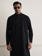 BLACK TEXTURED KAMEEZ SHALWAR