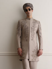 LIGHT IVORY HAND EMBROIDERED PRINCE COAT