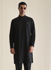 BLACK TEXTURED KURTA PAJAMA