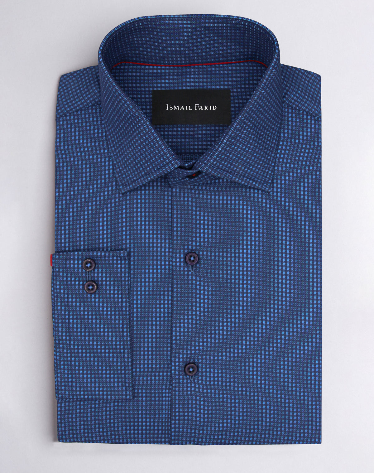 NAVY BOX PATTERN SHIRT