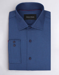 NAVY BOX PATTERN SHIRT
