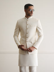CREAM CHAIN ROPE EMBROIDERED PRINCE COAT