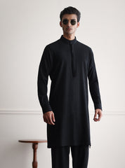 BLACK TEXTURED LOOSE FIT KURTA PAJAMA