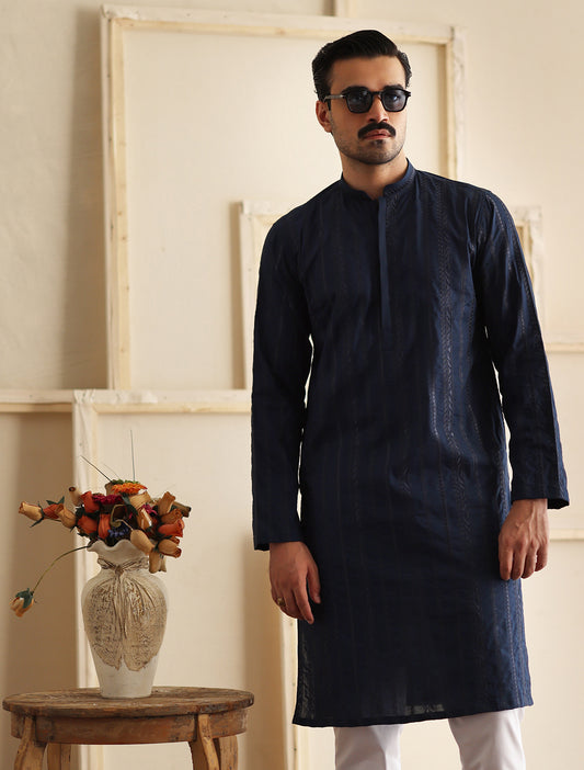 BLUE EMBROIDERED KURTA