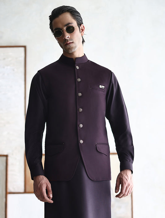 MAROON MONOGRAM WAISTCOAT