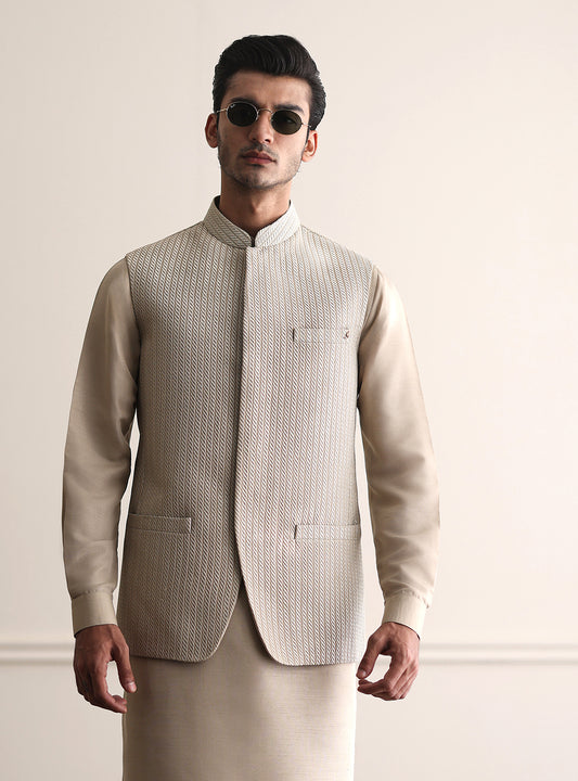 IVORY ROPE EMBROIDERED WAISTCOAT