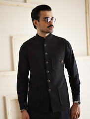 BLACK MONOGRAM EMBOSSED WAISTCOAT