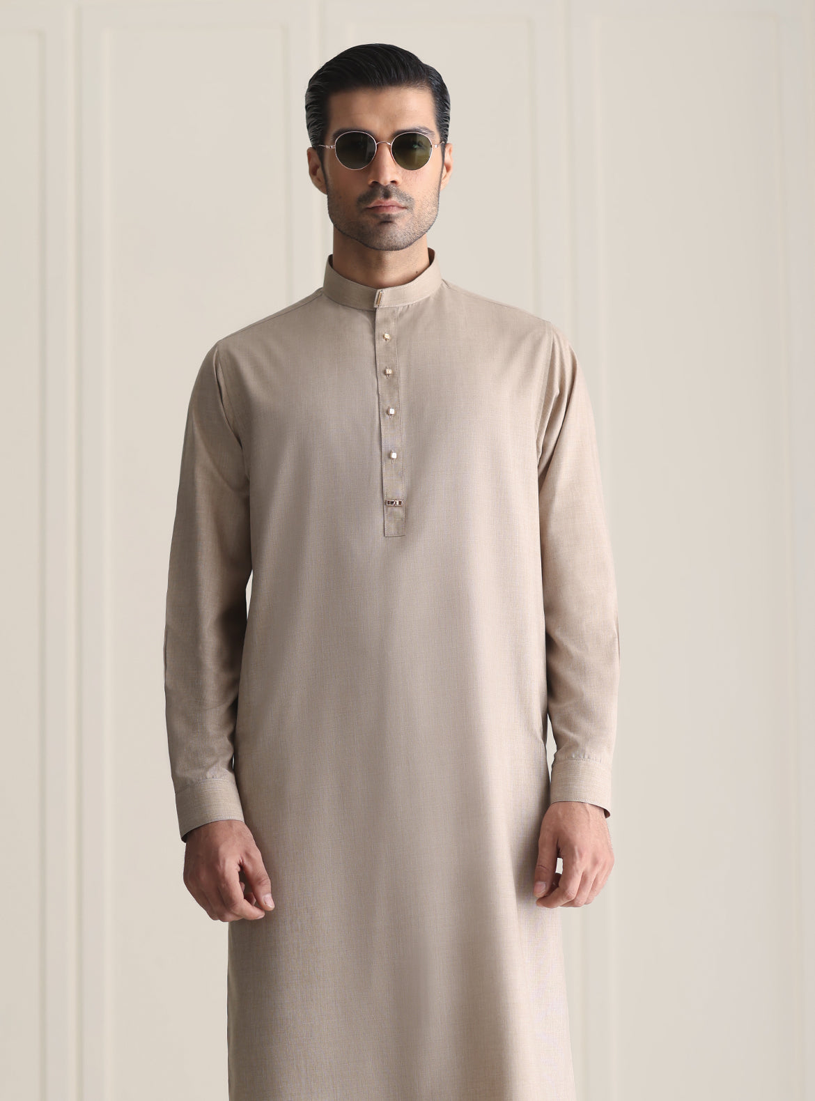 BEIGE TEXTURED KAMEEZ SHALWAR