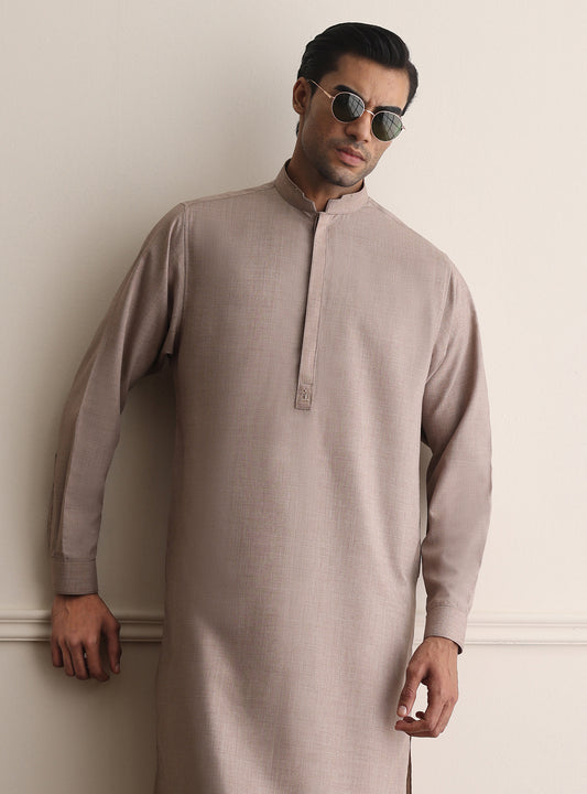 BEIGE TEXTURED KAMEEZ SHALWAR