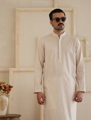 LIGHT BEIGE EMBROIDERED KURTA