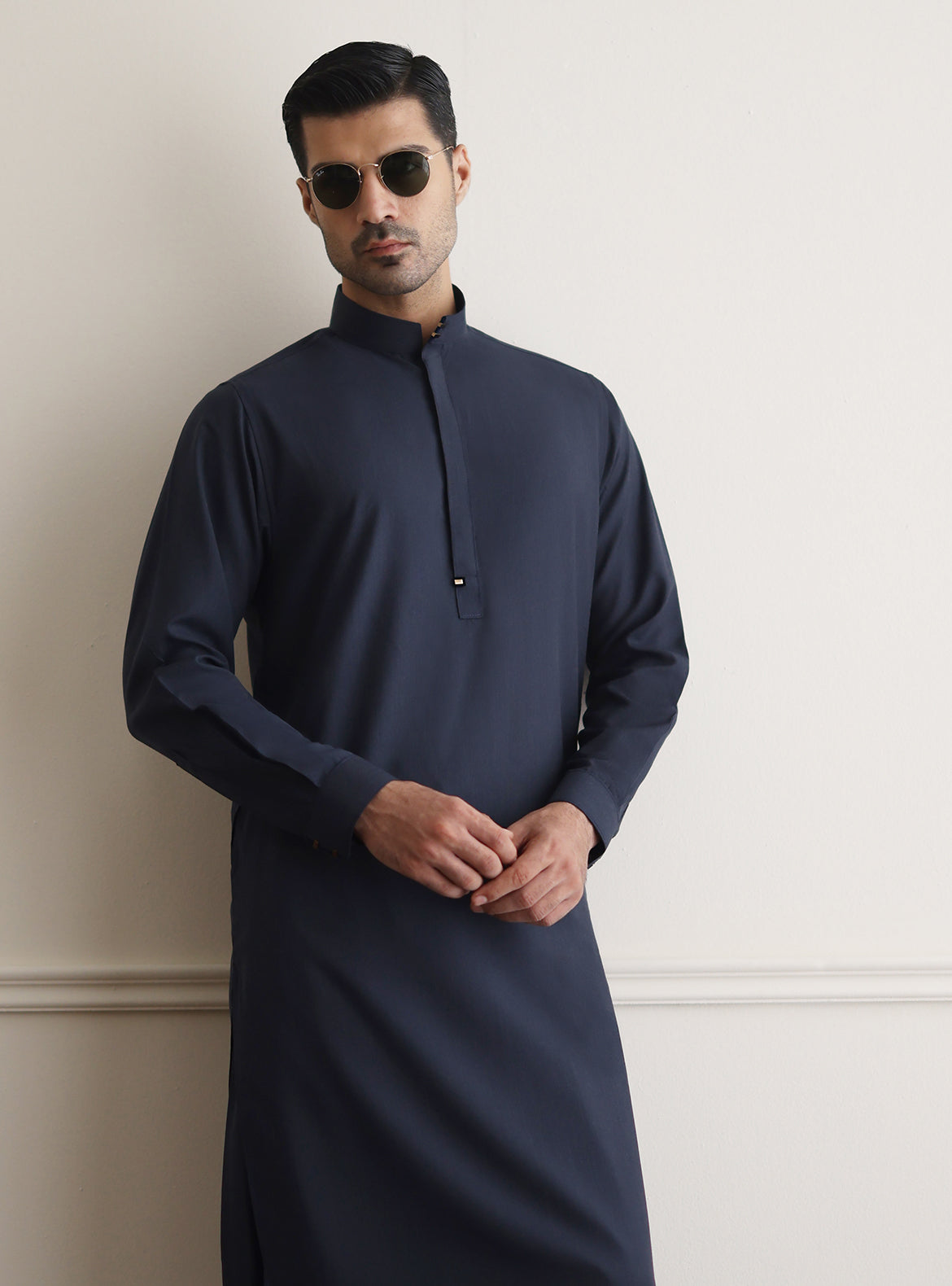 DENIM BLUE TEXTURED KAMEEZ SHALWAR