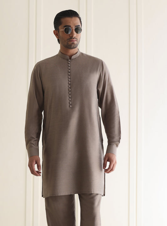 TAUPE TEXTURED KURTA PAJAMA