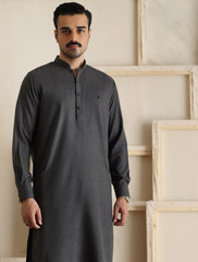 GRAY TEXTURED KAMEEZ SHALWAR