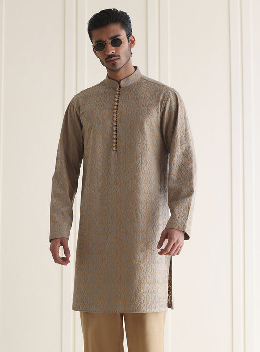 TAUPE EMBROIDERED KURTA