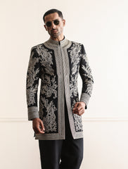 BLACK ANCHOR EMBROIDERED PRINCE COAT
