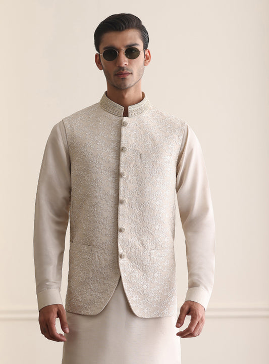 LIGHT IVORY EMBROIDERED WAISTCOAT