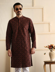 MAROON EMBROIDERED KURTA