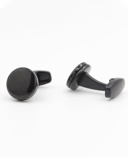 BLACK ROUND CUFFLINKS