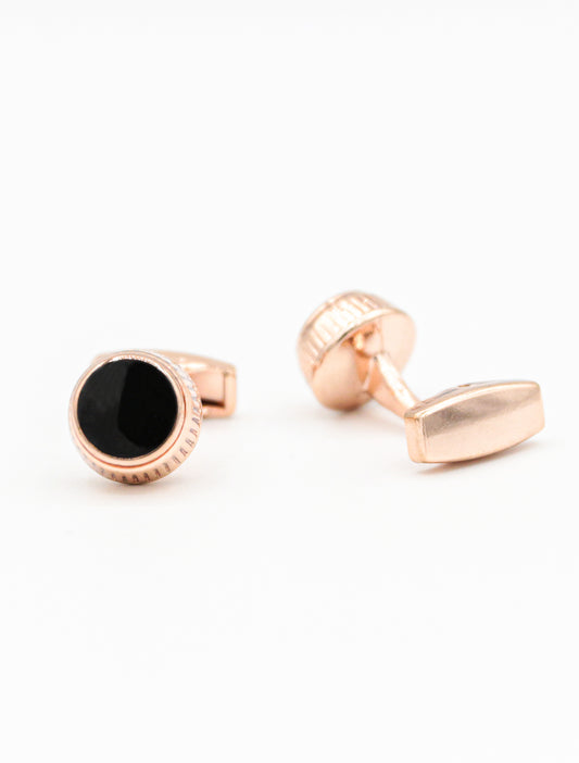 ROSE GOLD WITH BLACK STONE CUFFLINKS