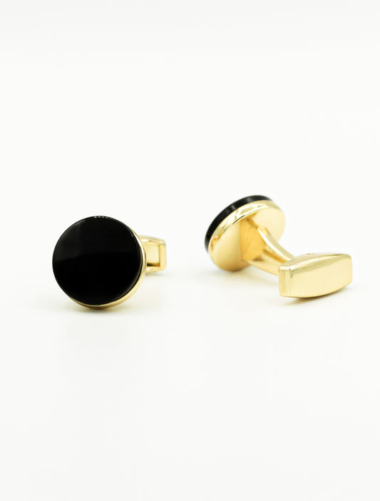 GOLD WITH BLACK STONE CUFFLINKS